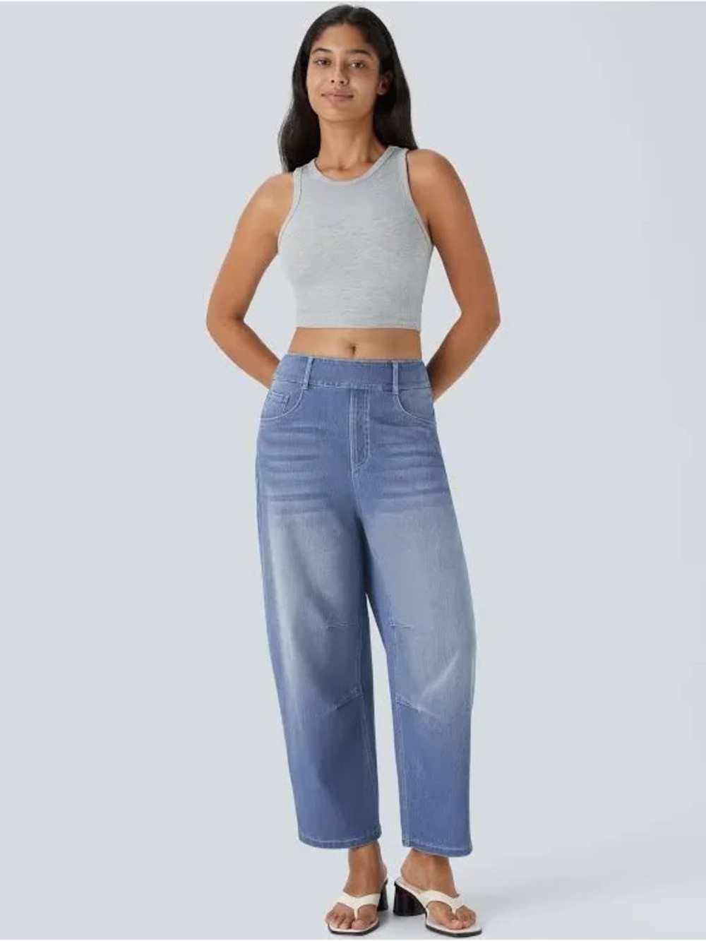 Halara Flex low rise zipper pockets barrel leg casual jeans XL Regular NWT